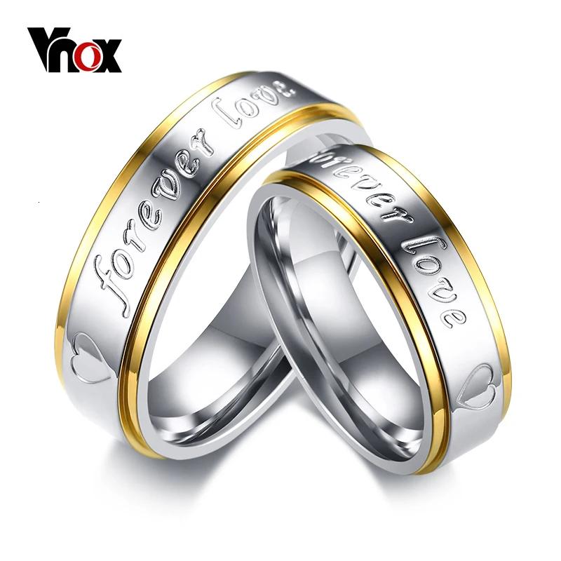 Vnox, обручальное кольцо Forever Love для женщин и мужчин, 6 мм, нержавеющая сталь, обручальное кольцо, кольцо для помолвки, сердце, ювелирное изделие на День святого Валентина