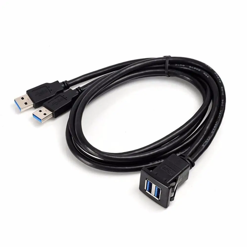 1 M/2 M Разъем USB кабель для передачи данных 3,0 Авто заподлицо мужчина к гнездовому разъёму провод-удлинитель приборной панели Панель квадратный аудио линия для мотоцикла