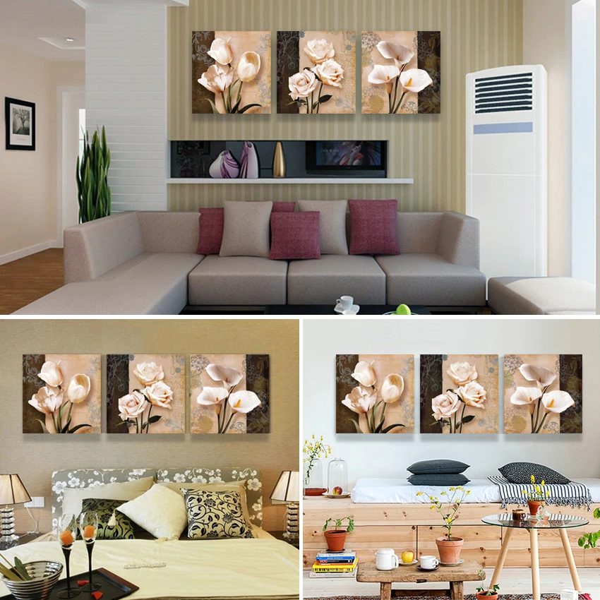 Современные 3 шт цветок Hd Печать на холсте картина маслом дешевые картины для настенные картины для гостиной искусство модульная без рамки