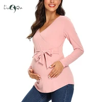 womens maternity tops long sleeve breastfeeding tunic blouses v neck casual cute comformation pregnancy blouse shirts