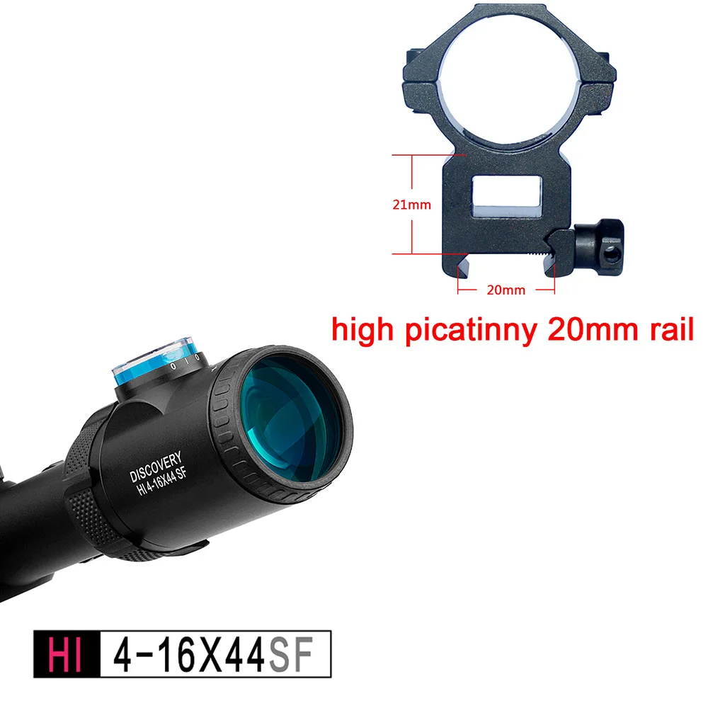 high picatinny 20mm Дискавери оптический прицел HI 4-16X44 SFIR HK Сетка прицел с полуmil-DOT Сетка с подсветкой R& G Лучший для охоты - Цвет: high picatinny 20mm