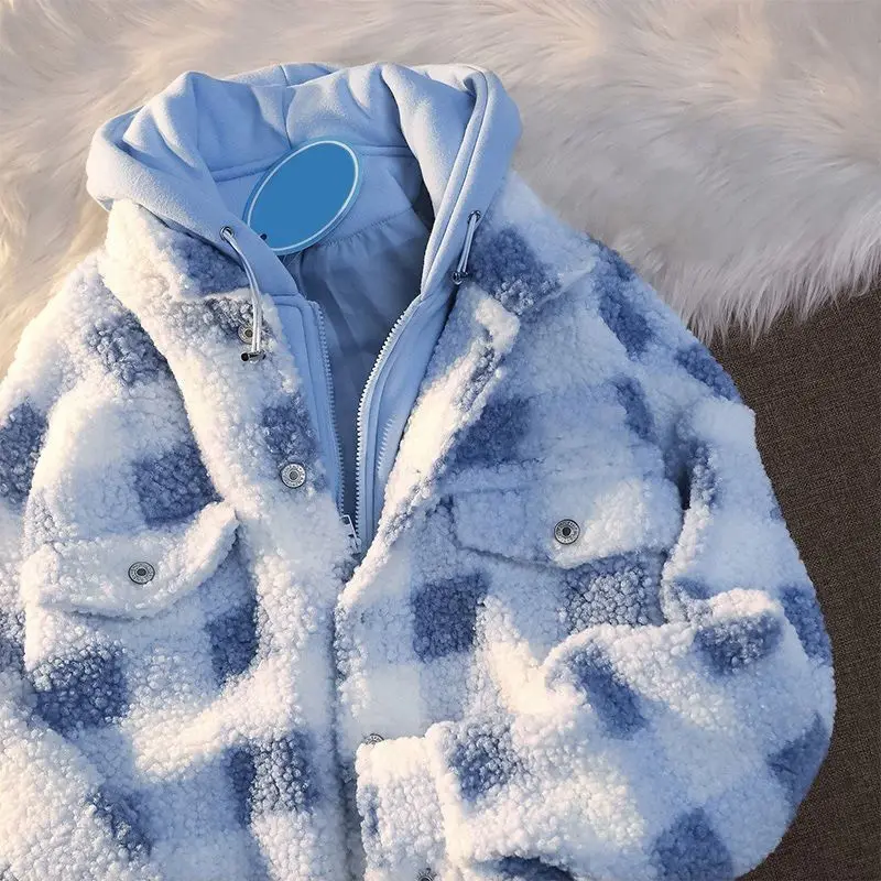 Клетчатый кардиган из искусственной двух частей в шахматную клетку овечьей