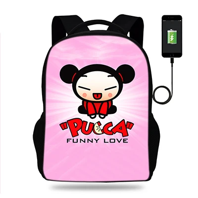 k7702 17 дюймов Pucca печати рюкзак для женщин USB порт рюкзаки для подростков девочек школьные сумки ноутбук повседневные Рюкзаки - Цвет: k7702