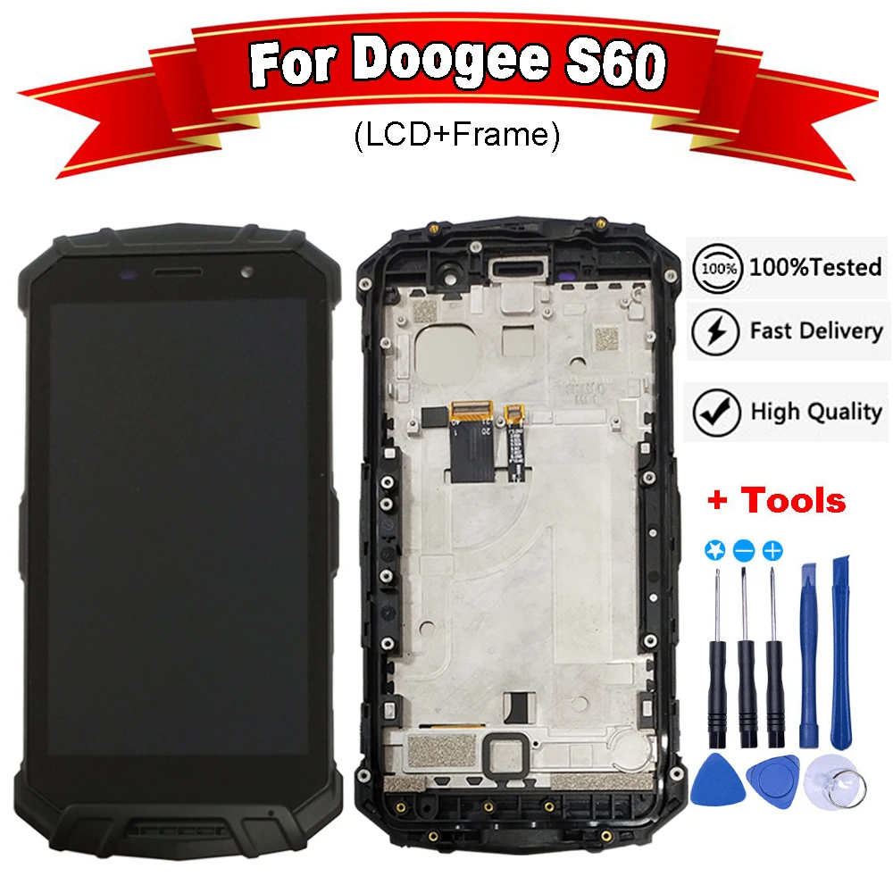 5 2 дюймов Для Doogee S60/S60 Lite ЖК дисплей Дисплей с рамкой + кодирующий преобразователь