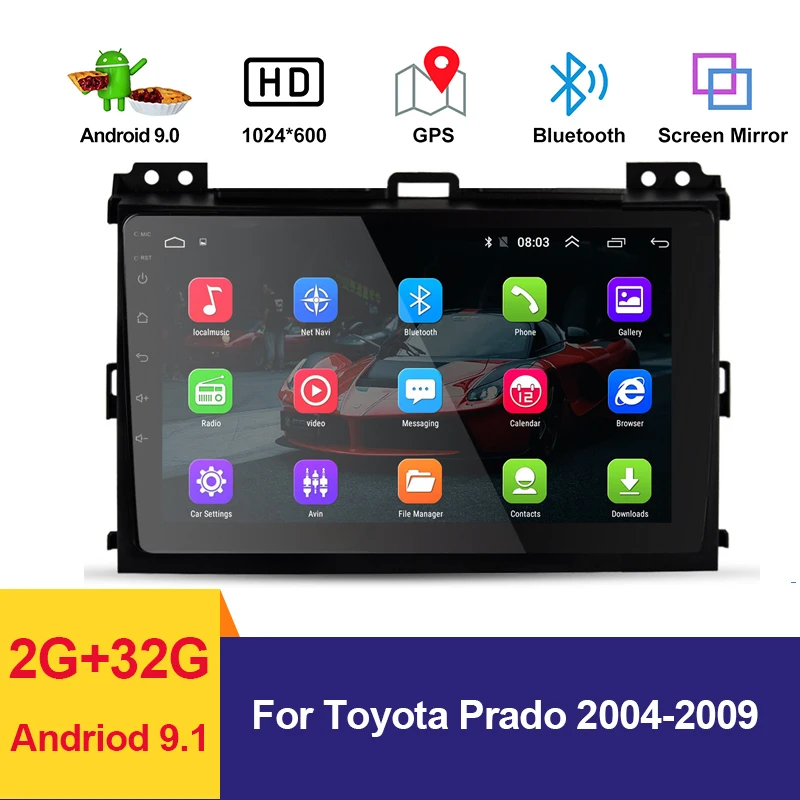 Автомагнитола 9 дюймов для Toyota Land Cruiser Prado 120 2004 2009 Android 1 радио аудио видео плеер GPS