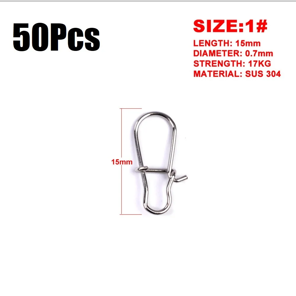 1 - 50pcs 50 шт./пакет Нержавеющая сталь быстрая защелка Замковая оснастки вращающиеся твердые кольца безопасности защелки для рыбалки разъем крюк PESCA жидкость для снятия шарнирного соединения - Цвет: 1 - 50pcs