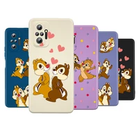 cute chip and dale liquid silicone soft cover for xiaomi redmi note 11 11t 11s 10 10s 9 9t 8t 9s 8 7 5 pro phone case