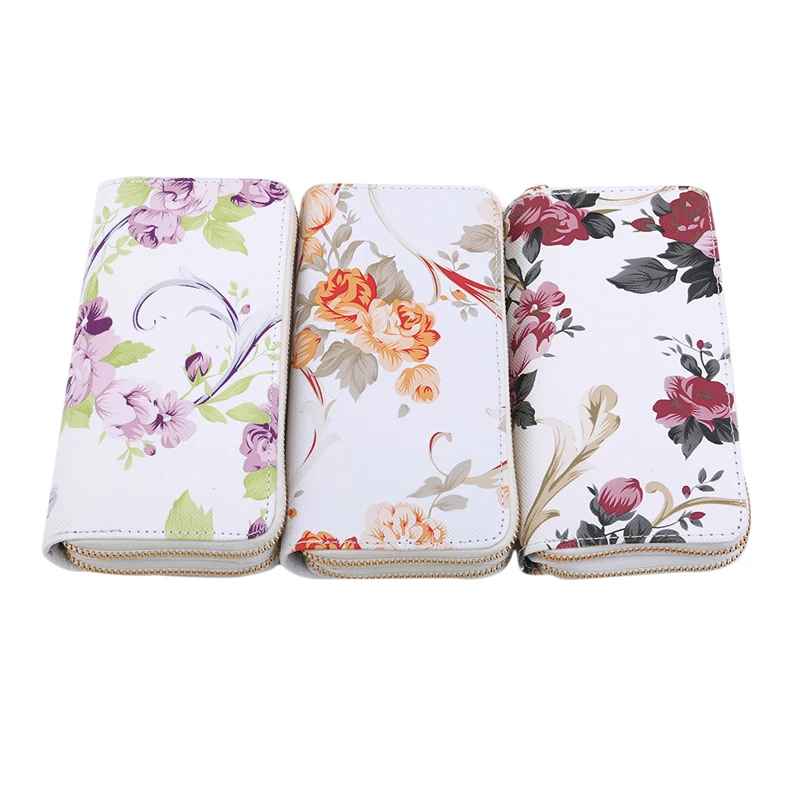 

Women's Rose Print Wallet Long Handbag Fashion Wild Zipper Clutch Bag Multi-card Wallet Purse Card Holder Cartera