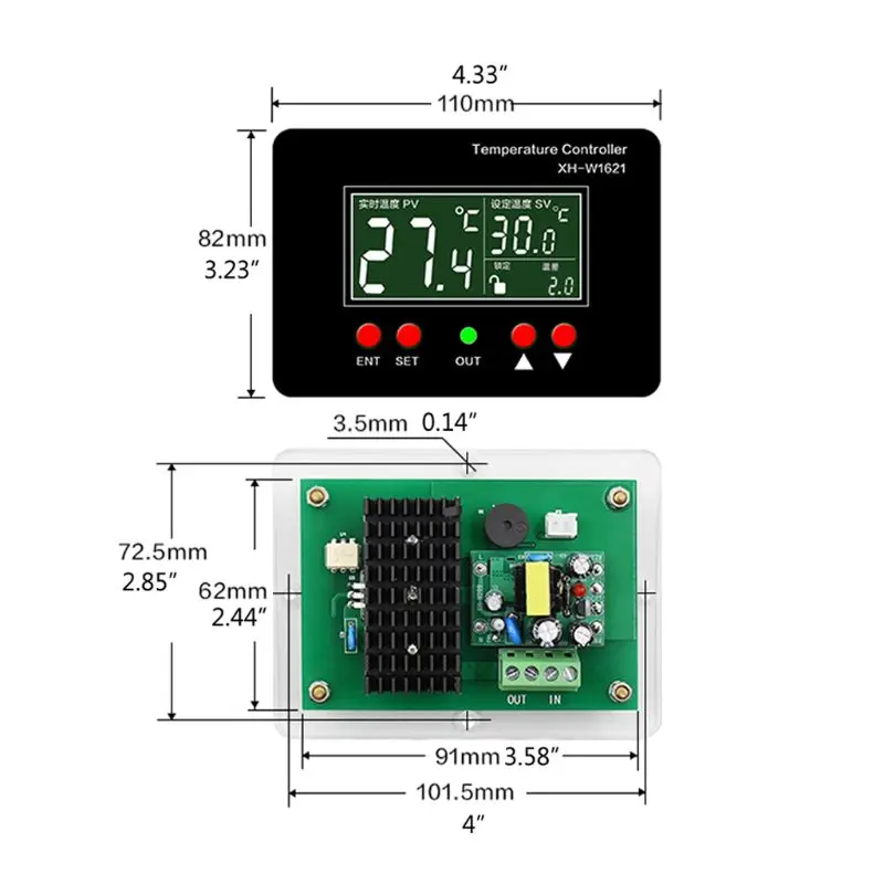 

XH-W1621 DC12V/AC220V Digital Thermostat PID Constant Temperature Controller W0YD