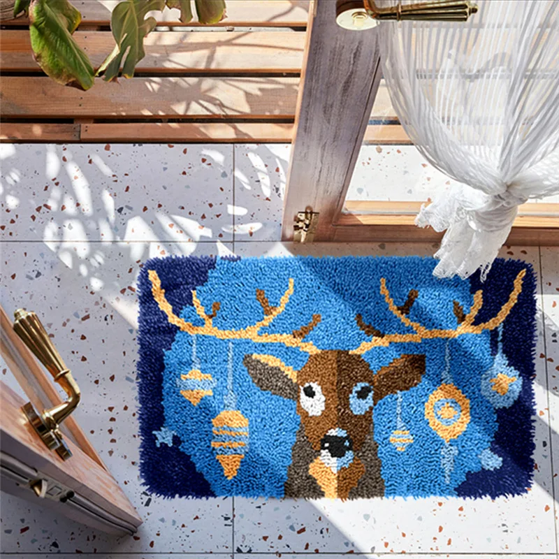 

Diy Embroidery Reindeer Latch Hook Kits Rug Crochet Tapis Lovely Animal Needle For Carpet Tapestry Kits Pattern Chrismas Deco