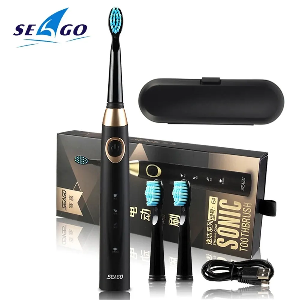 

SEAGO E4 электрическая зубная щетка, перезаряжаемая зубная щетка, ультразвуковая очистка, водонепроницаемая Мужская и Мужская зубная щетка, 5 р...