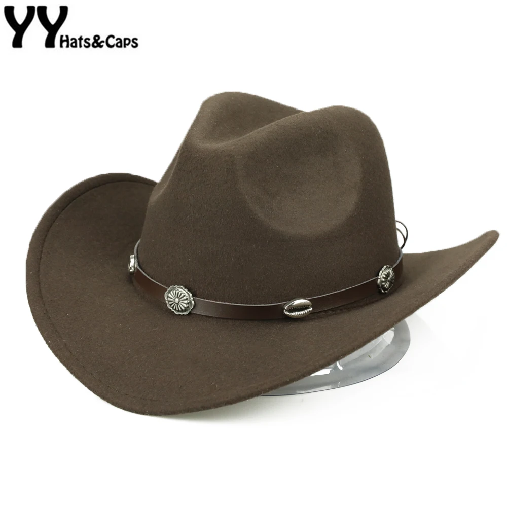 YY ковбойские шляпы для женщин с ремнем из искусственной кожи Осень-зима джаз