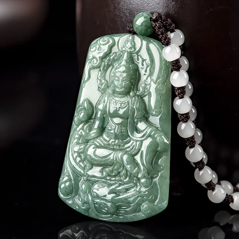 

Лидер продаж, ожерелье Avalokitesvara из натурального нефрита с ручной резьбой, кулон, модные ювелирные изделия, аксессуары для мужчин и женщин, по...
