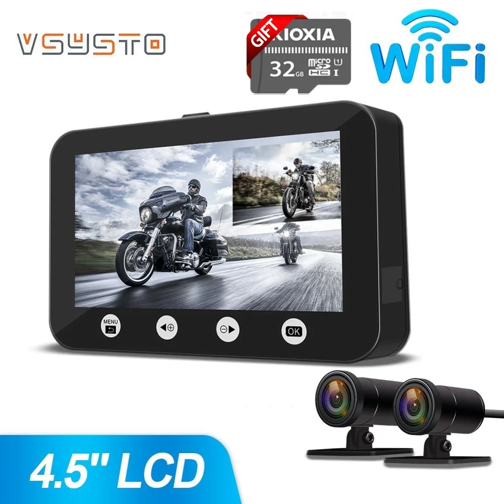 Видеорегистратор VSYSTO для мотоцикла FHD 1080P видеорегистратор wifi Sony датчик широкий