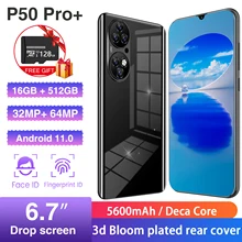 2021 New 5G Ultra-Thin True Fingerprint Unlock Smartphone 12+512GB For Huawei P50 Pro+ Mobile Phone Xiaomi Samsung Smartphone