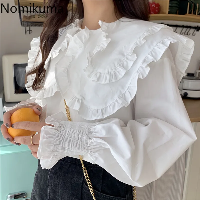 

Nomikuma Korean Blouse Turn Down Collar Long Sleeve Shirts Women Solid Color Casual Loose Fashion Tops 2021 New Blusas 3a867