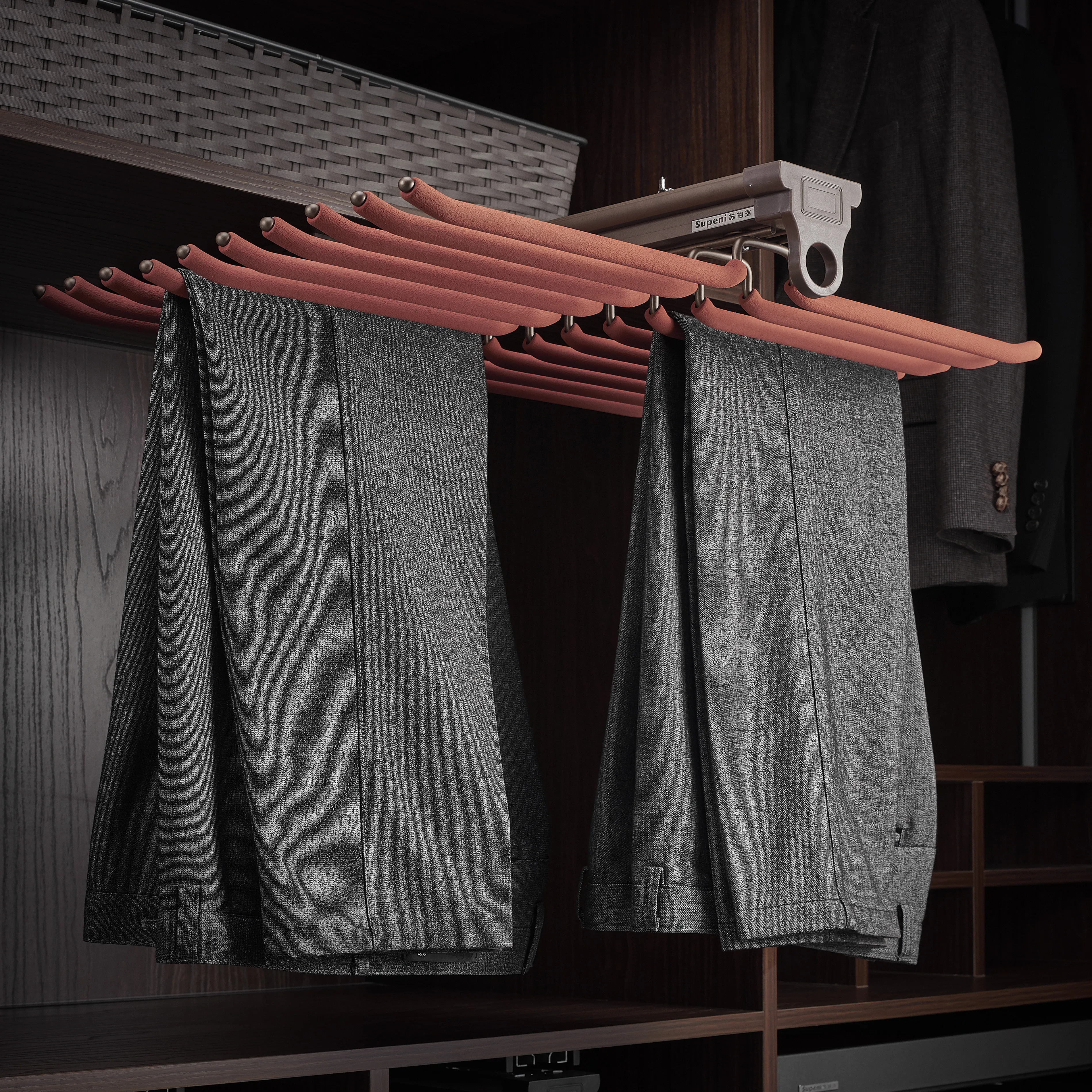 

Высококачественные Аксессуары для гардероба, эластичная функциональная мягкая вешалка для брюк с верхним креплением, вешалка для брюк с дв...