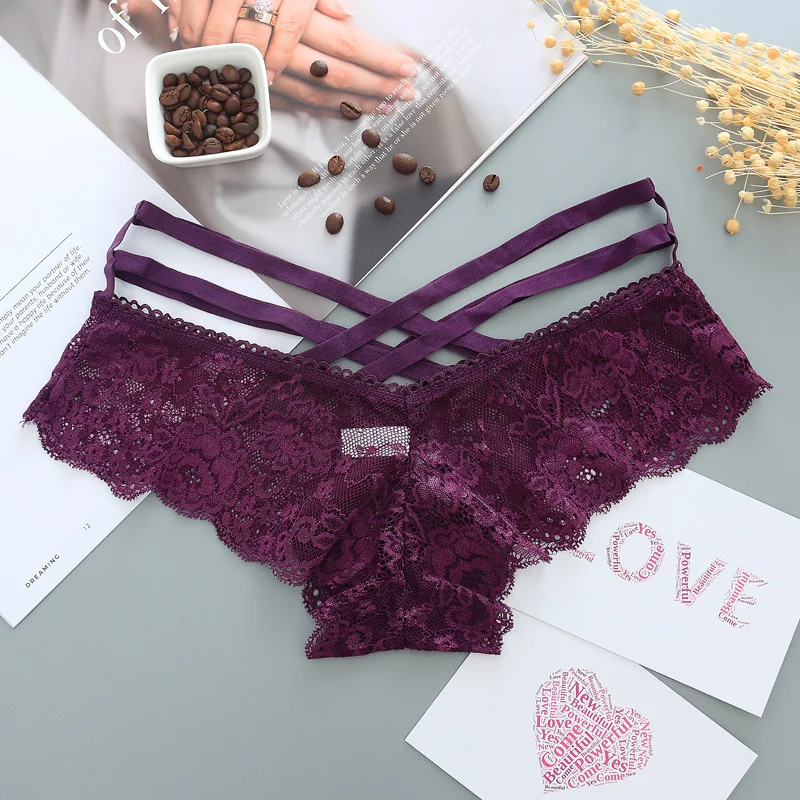 Сексуальные женские кружевные трусы с низкой посадкой однотонные сексуальные