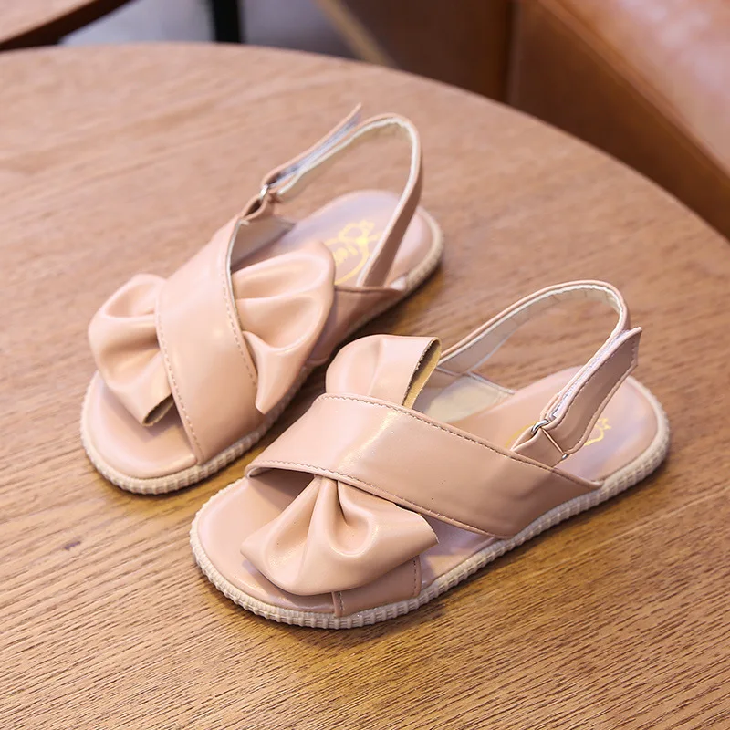 CUZULLAA 2020 Summer Children Sandals for Girls Bow Beach Shoes Kids Soft Bottom Flip Flops Dress Size 26-36 | Детская одежда и