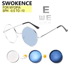 Фотохромные с защитой от синего излучения Рецептурные очки для близоруких-0,5 до-10 для мужчин и женщин, сплав, круглая оправа, близорукость, астигматизм F178