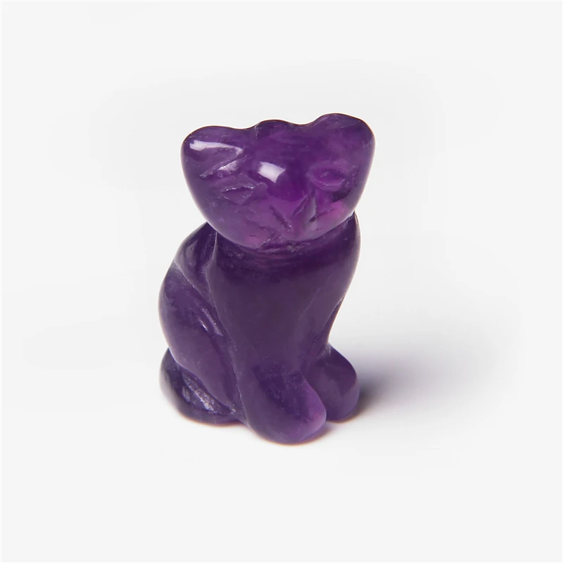 

1PC Cat Statue Natural Gemstone Carving Healing Quartz Crystal Animals Figurines Reiki Stones Decoration Wholesale Home Decor