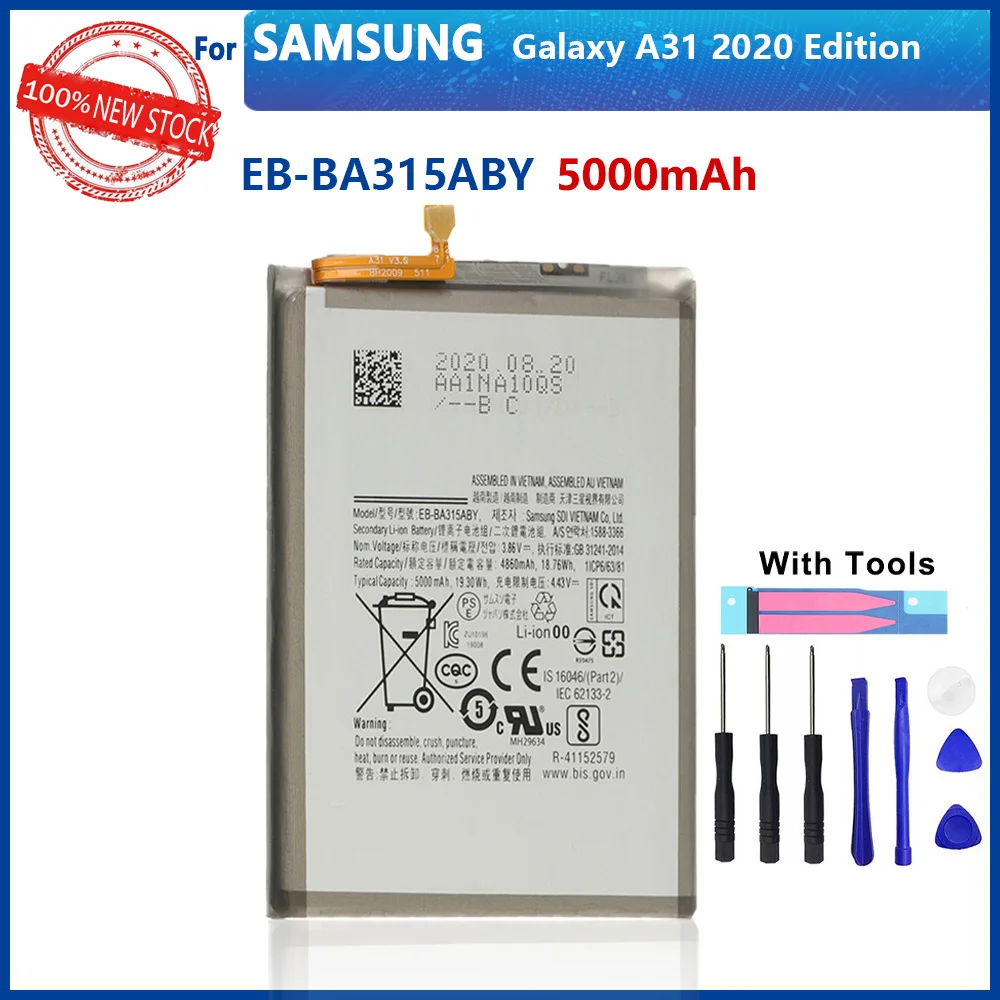 

New 100% Real EB-BA315ABY Battery For Samsung Galaxy A31 2020 Edition Genuine Replacement Battery 5000mAh Battery With Tools