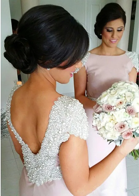 Luxury Crystal Beaded Mermaid Honor Of Maid Dresses 2019 Sexy Backless Elastic Prom Gowns Long Bridesmaid Dress Formal | Свадьбы и