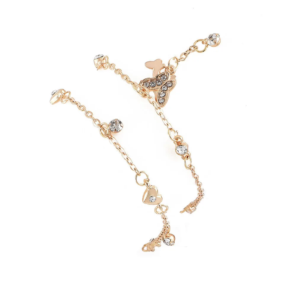 

2021 Butterfly Anklets Love-Heart Multilayer Anklet Golden Alloy Accessories Womens 2021 New Fine Fashion Jewelry Gift Wholesale