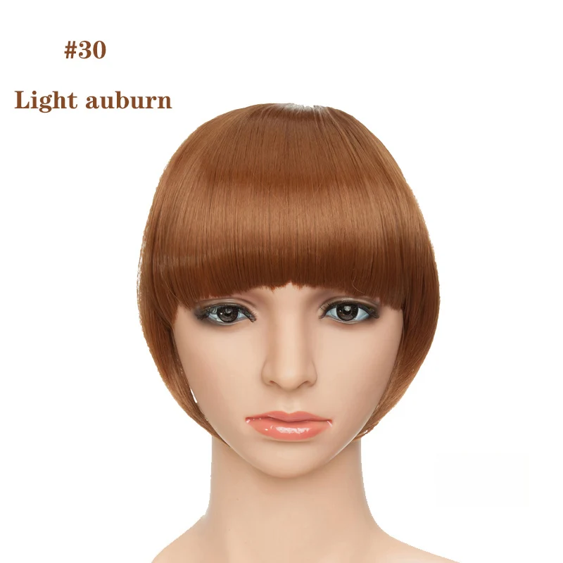 light auburn S-noilite, 8 дюймов, синтетические волосы на заколках для наращивания, для женщин, спереди, затычки, бахрома, волосы, черный, коричневый, челка, 2 зажима, ins - Цвет: light auburn