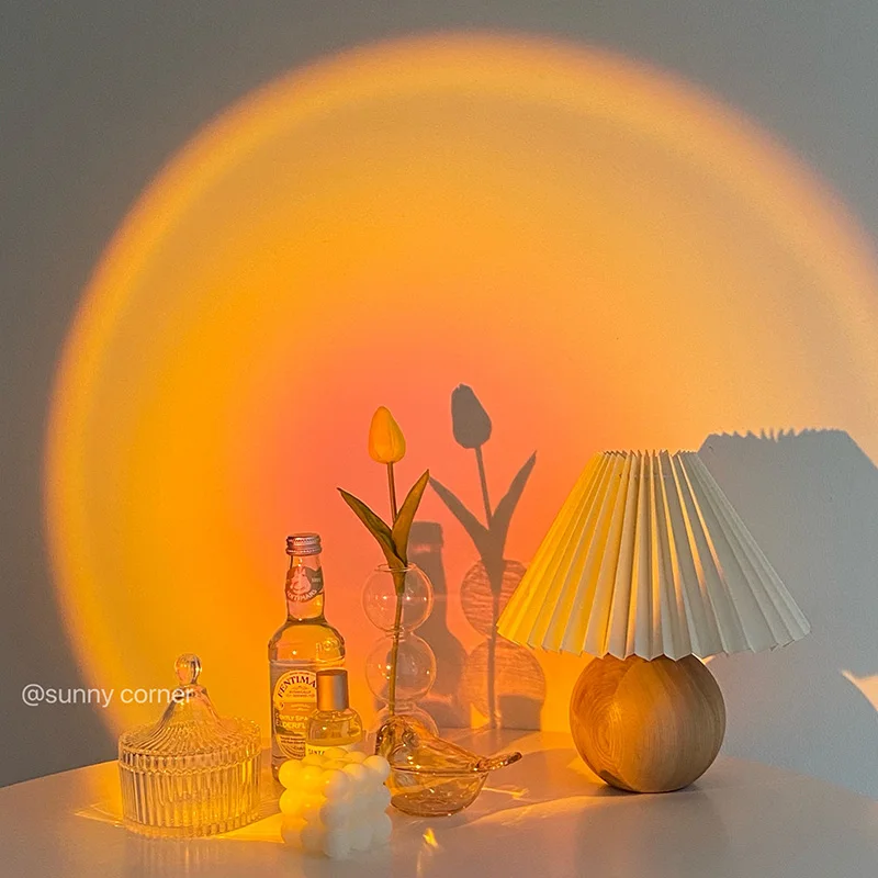 

zq Sunset Light Rainbow Projection Lamp Bedroom Small Night Lamp Sunset Sunset Light Photo Ambience Light