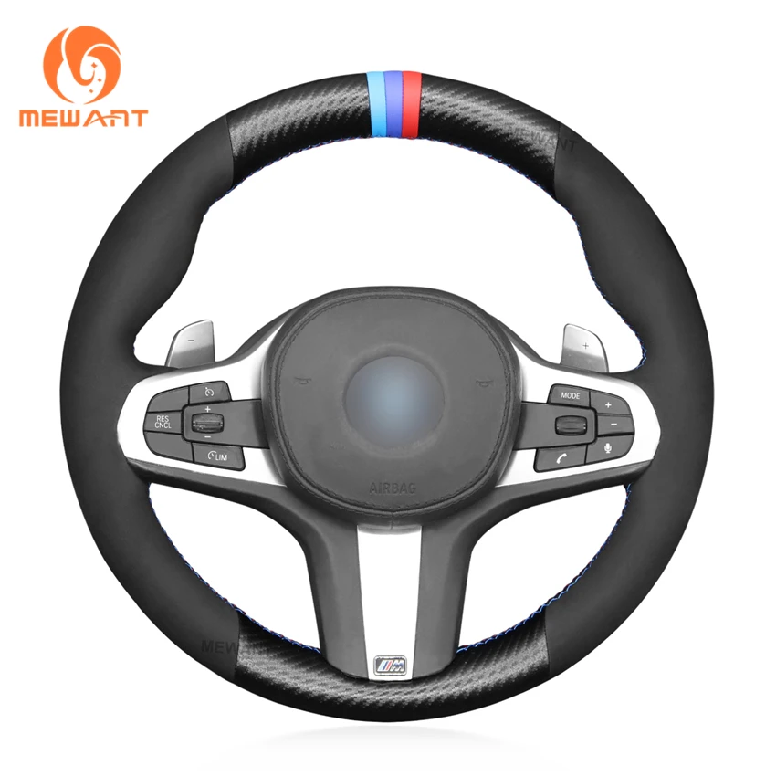 MEWANT черный ПУ углеродное волокно Замша Чехол рулевого колеса автомобиля для BMW M