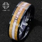 Вольфрамовое кольцо 8 мм, обручальное кольцо, олень, рог и виски, деревянная бочка, ювелирные изделия