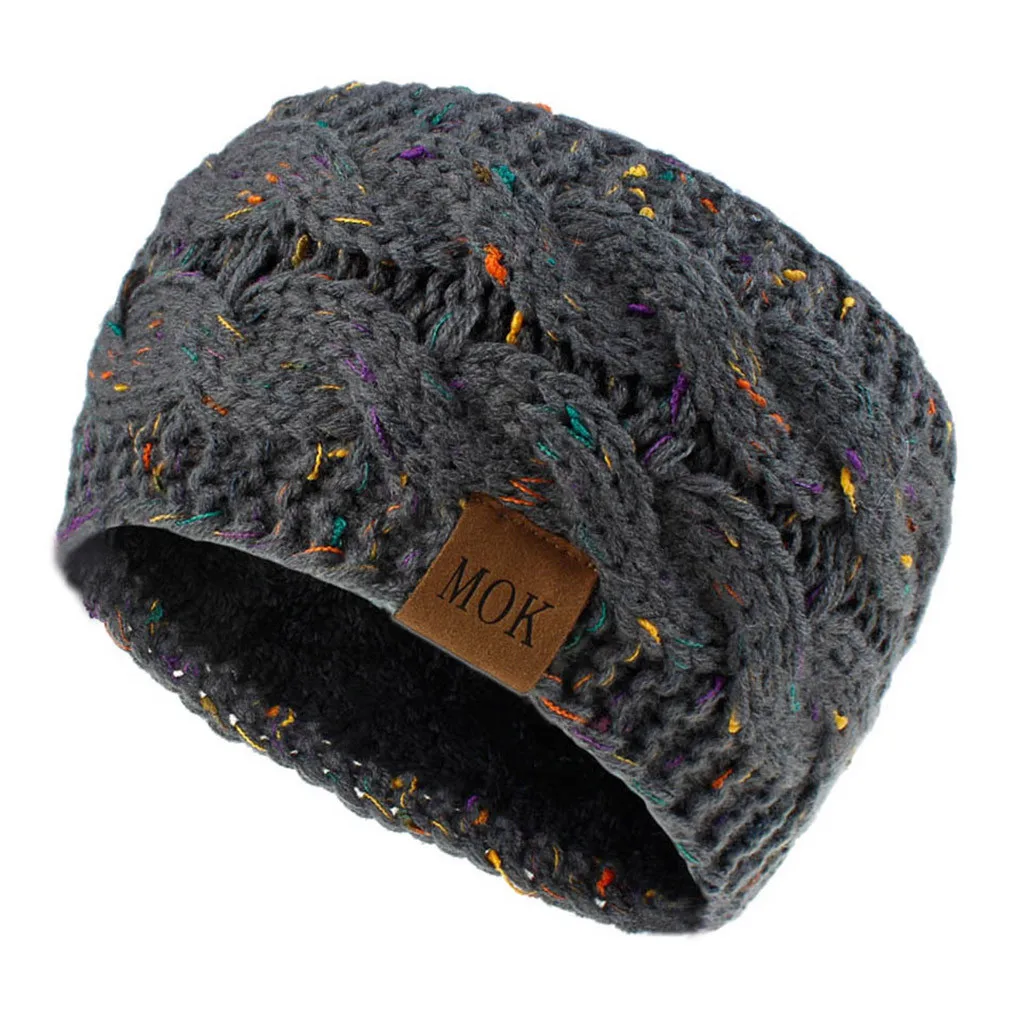 Модная спортивная повязка на голову осень-зима однотонная шерстяная вязаная для