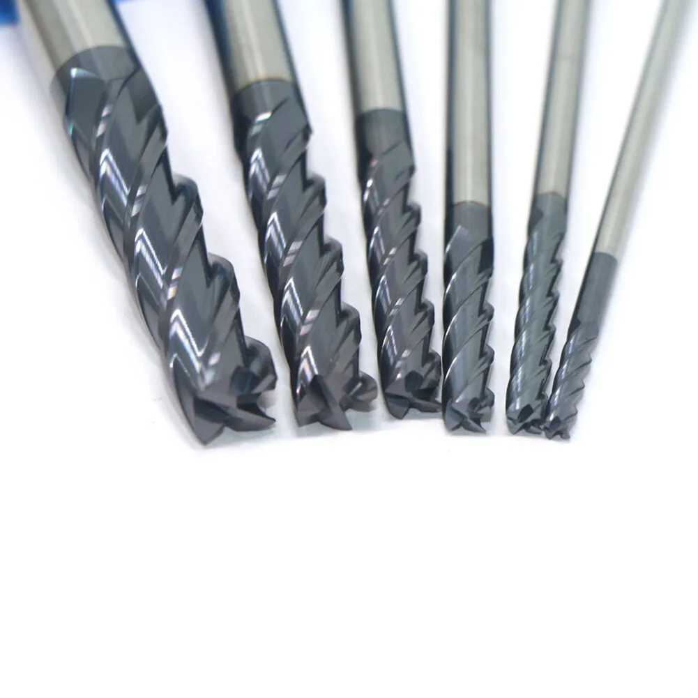 

6pcs Extra Long Shank 100mm 4Flutes Tungsten Carbide End Mill CNC Tool 3MM-10MM