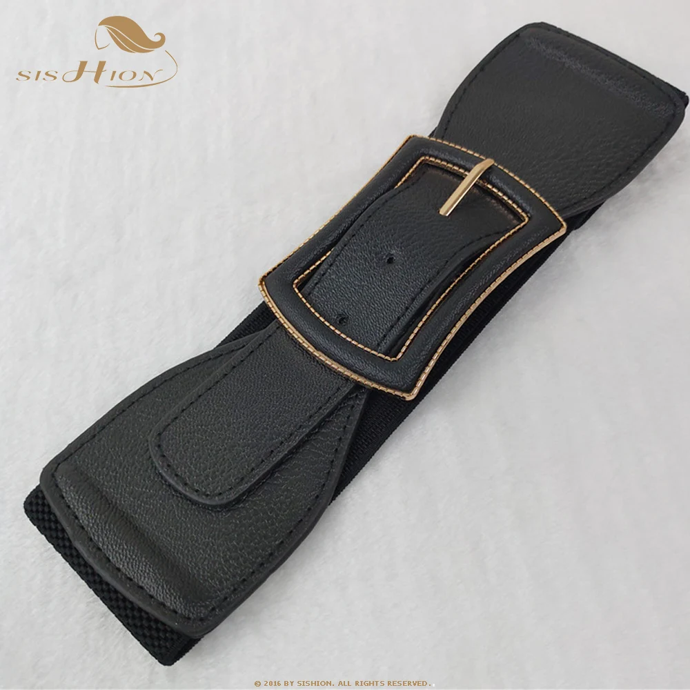 

SISHION Female Gold Black White Red Belt VD1281 2021 Elastic Waist Vintage Plaid Belt for Women