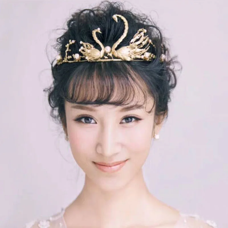 Роскошные свадебные украшения ручной работы искусственная тиара в форме лебедя