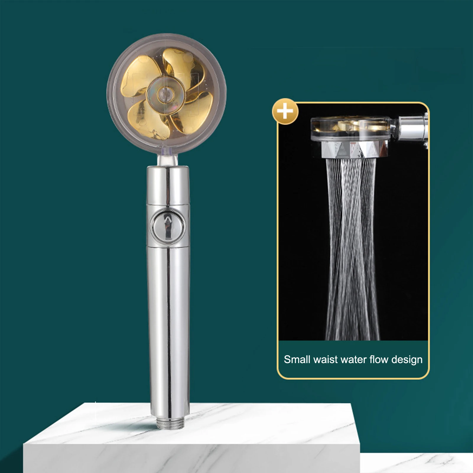 

Propeller Pressurization Showerhead Handheld High Pressure Shower Turbocharged Water Saving Small Shower 360 Rotatable