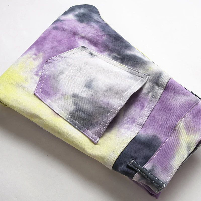 

2021 Original European And American Hip Hop Colorful Trend Personalized Elastic Leg Jeans