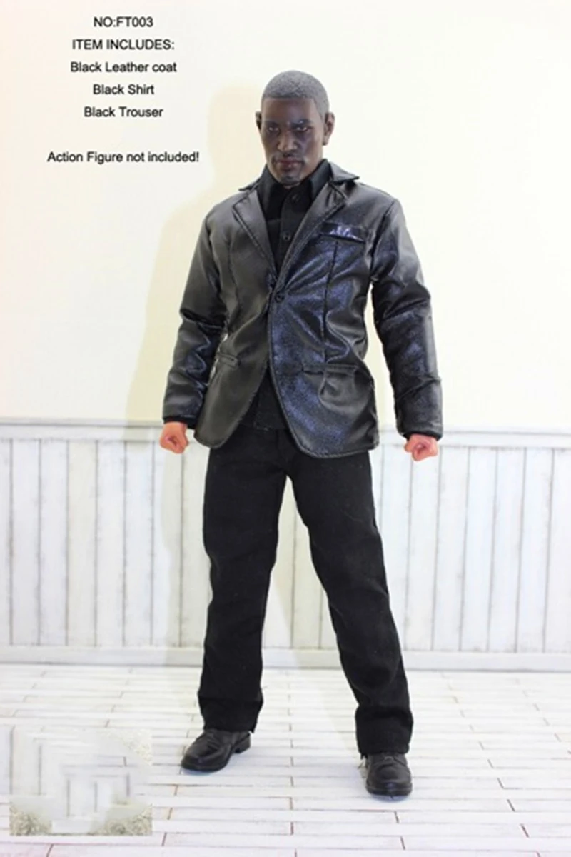 

1/6 Black Short Leather Coat Shirt Pants Set Models for 12''Figures Bodies Accessories