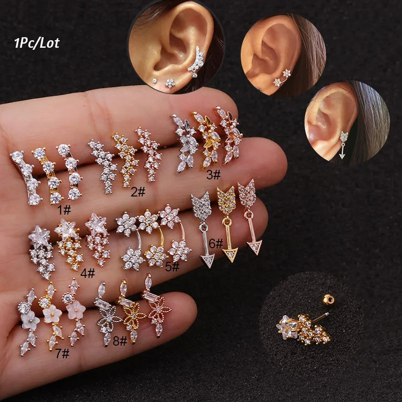 

Helix Piercing Jewelry Conch Tragus Ear Stud Rose Gold Color Cartilage Earring