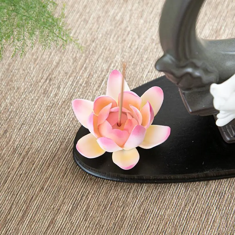 

Ceramic Handicraft Lotus Pond Moonlight Backflow Incense Burner Zen Incense Stick Burner Lotus Monk Caiyun The Moon Ornaments