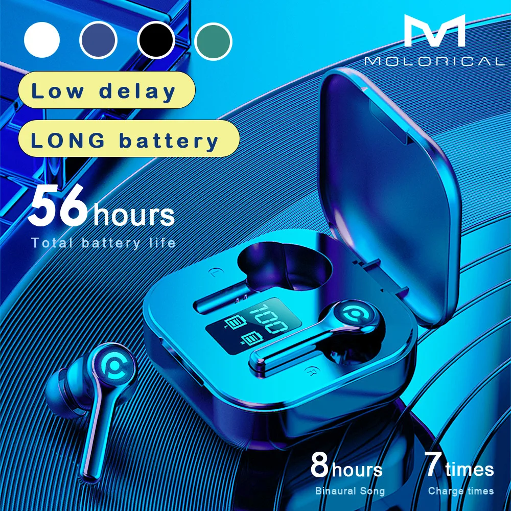 

56 HOURS LONG Battery Wireless Bluetooth V5.1 Earphone Colorful Wireless Headphone HIFI Stereo Earbuds Call Earphone with Mic