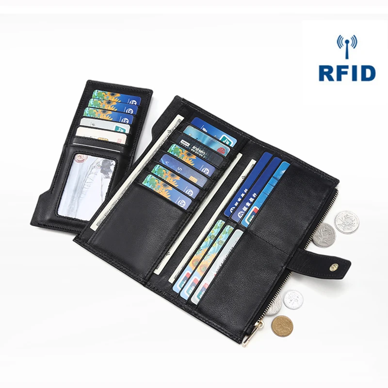 

Fashion Genuine Leather Wallet Womens Wallets And Purses Rfid Card Holder Coin Purse Girl Female Clutch Bag Carteira Feminina