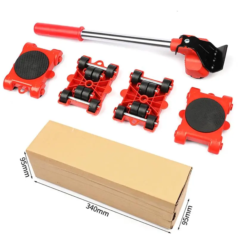 

Furniture Mover Set Portable Furniture Mover Tool Transport Lifter Heavy Stuffs Moving Wheel Roller Bar Hand Tools5pcs