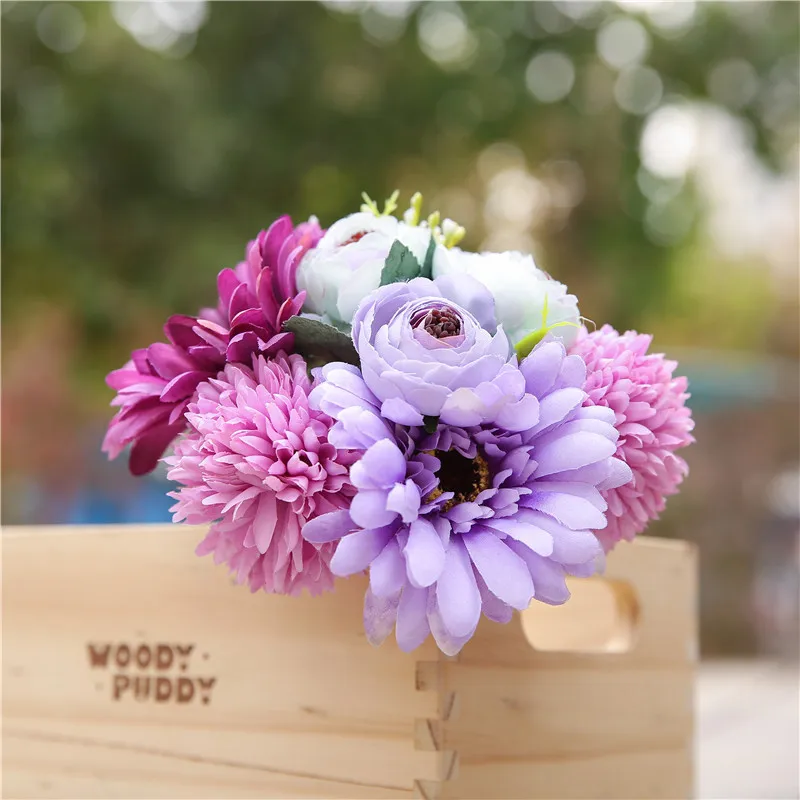 

2020 New Office Simulation Plant Gerbera Hydrangea Bouquet Home Decoration Hand Holding Flowers Wedding Fake Flowers European