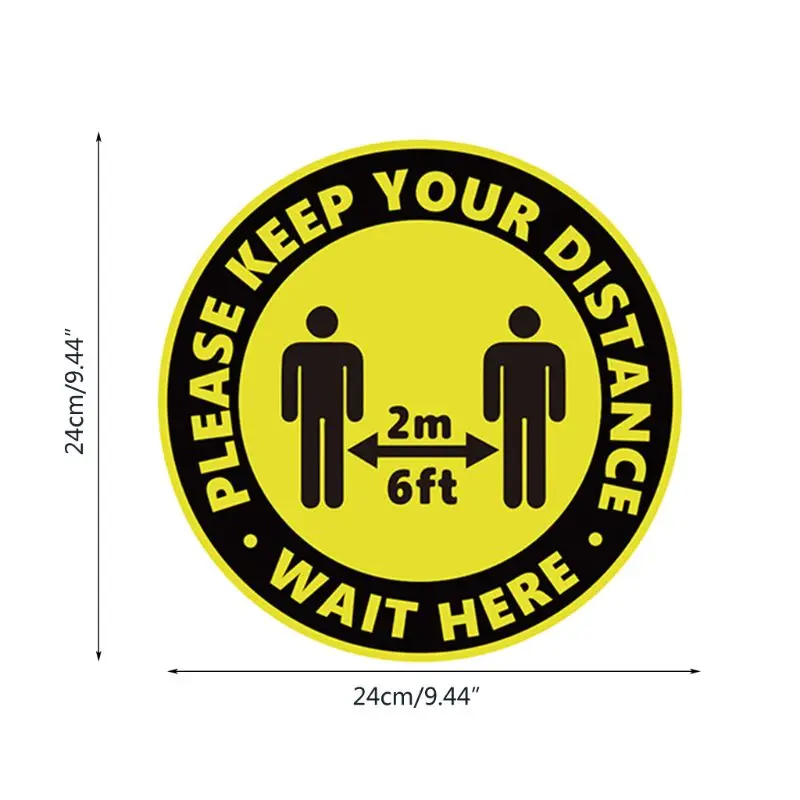 

Round Sticker Keep Social Distance Safety Floor Sign People Gathering Control