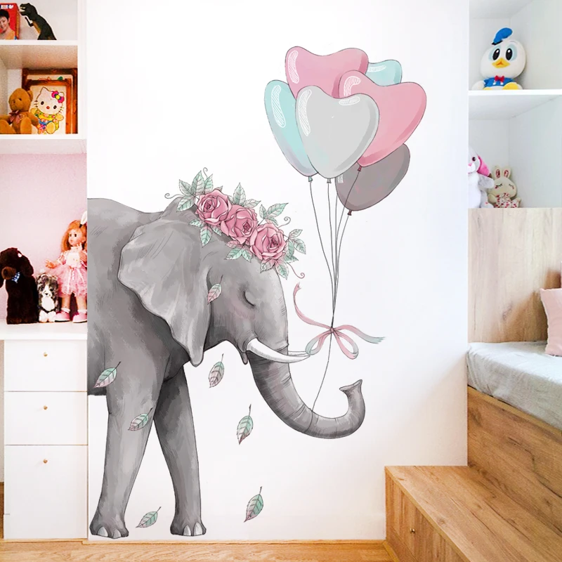 Настенные виниловые наклейки для девочек в виде сердца слоников книг шариков