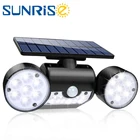 Открытый 30 светодиодный настенный светильник на солнечных батареях PIR датчик движения огни IP65 Водонепроницаемый двойной головной Регулируемый патио гараж садовая лестница