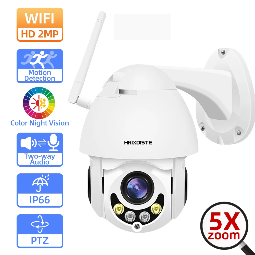 

IP-камера наружная беспроводная, 1080P, PTZ, Wi-Fi, 5-кратное увеличение