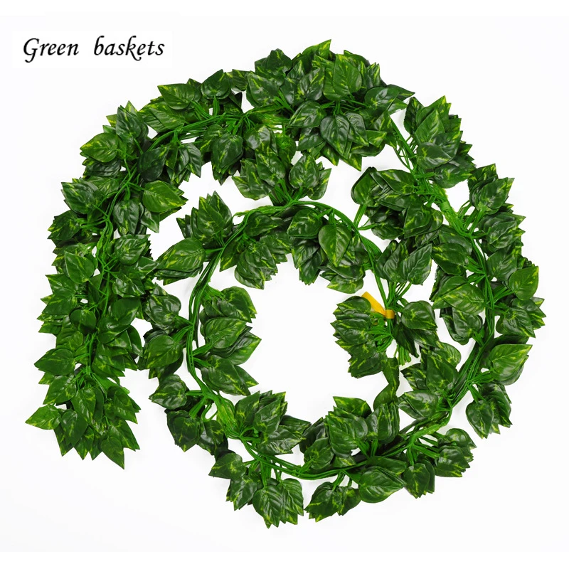 Зеленые шелковые листья 2 1 м искусственный цветок в форме листа искусственное